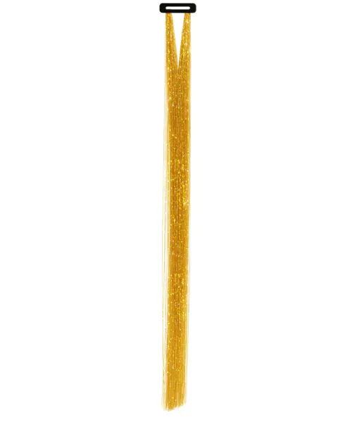 Włosy syntetyczne pasemka brokatowe złote 50 cm x 3 szt.