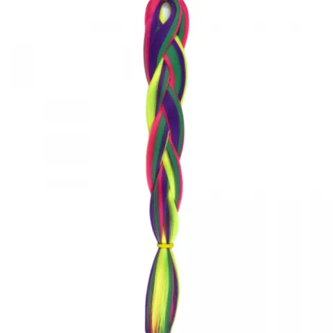Włosy syntetyczne warkocze warkoczyki 60 cm Tęczowe FLUO