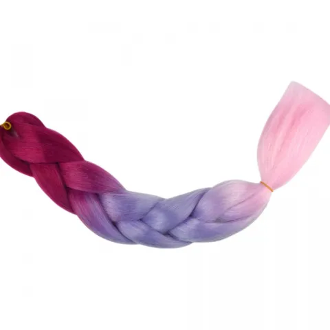 Włosy syntetyczne warkocze warkoczyki 60 cm OMBRE - bordowo fioletowo różowe
