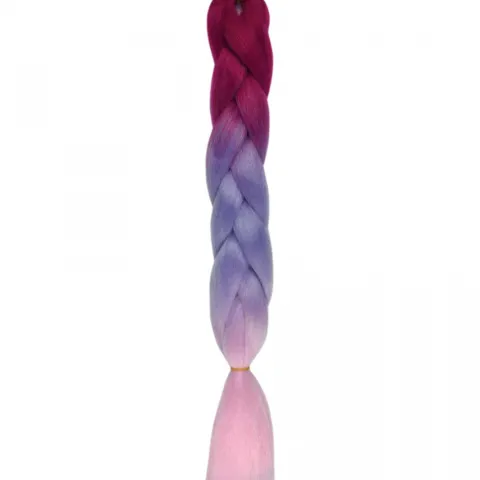 Włosy syntetyczne warkocze warkoczyki 60 cm OMBRE - bordowo fioletowo różowe