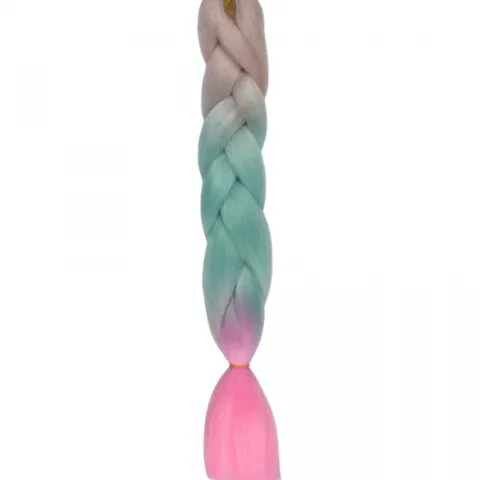 Włosy syntetyczne warkocze warkoczyki 60 cm OMBRE - różowo turkusowe
