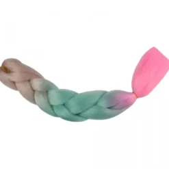 Włosy syntetyczne warkocze warkoczyki 60 cm OMBRE - różowo turkusowe