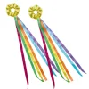 Wstążki do tańca 75 cm na rękę z opaską żółtą 2 szt.
