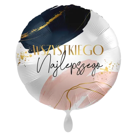 Wszystkiego Najlepszego glamour balon foliowy okrągły 18 cali