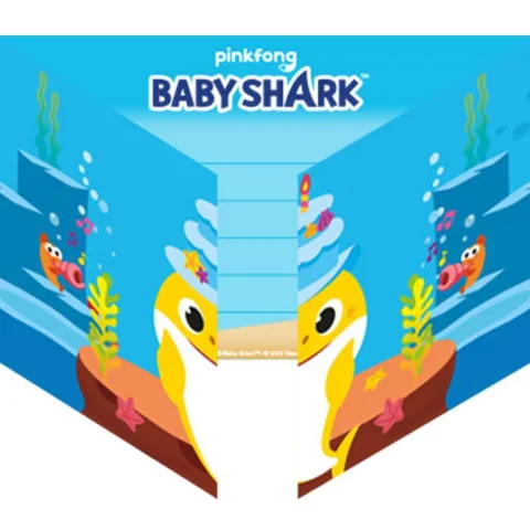 Zaproszenia na urodziny Baby Shark rekin 8 szt.