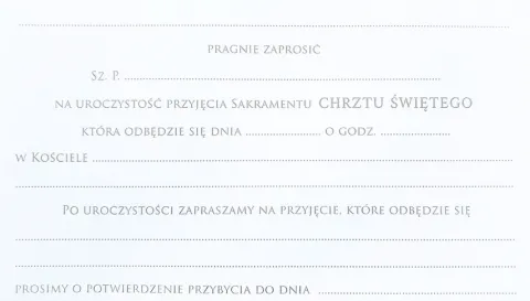 Zaproszenie na Chrzest Święty z gołębiem+koperta 1 szt.