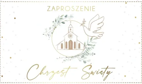 Zaproszenie na Chrzest Święty z gołębiem+koperta 1 szt.