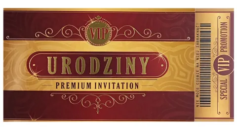 Zaproszenie na przyjęcie urodzinowe Bilet Wstępu VIP 1 szt.
