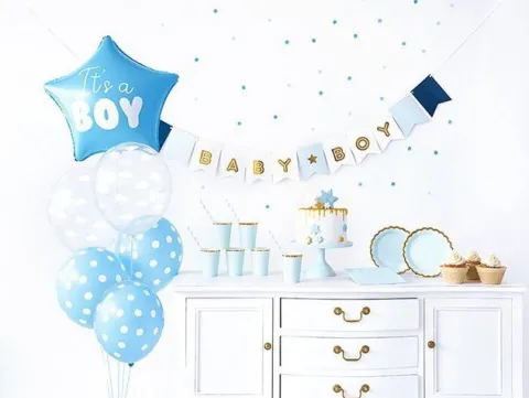 Zestaw dekoracji na Baby Shower Baby Boy w kuferku