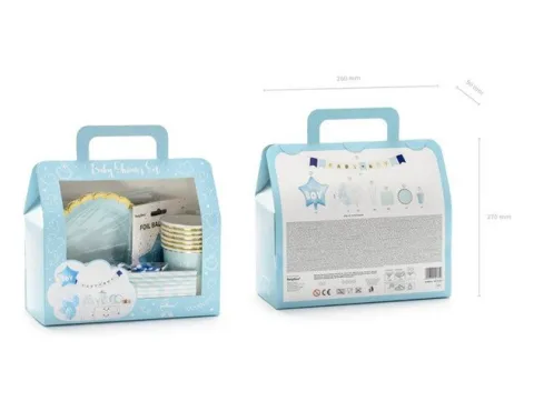Zestaw dekoracji na Baby Shower Baby Boy w kuferku