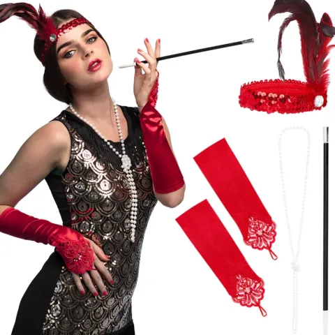 Zestaw dodatków do stroju w stylu retro lata '20 styl Flapper