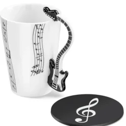 Zestaw muzyka duo - Kubek GITARA ELEKTRYCZNA CZARNA + podkładka